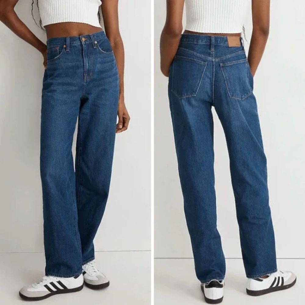 NEW Madewell Baggy Straight Jeans in Dark Worn Indigo Wash, 27
